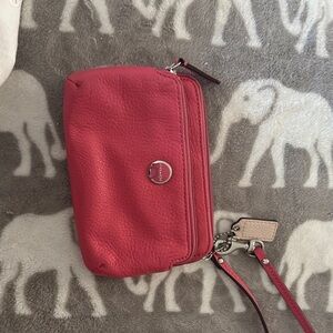 Coach Cherry Red Leather Wristlet